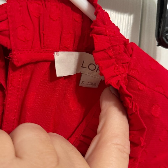 LOFT Red Ruffled Blouse - Picture 4 of 5